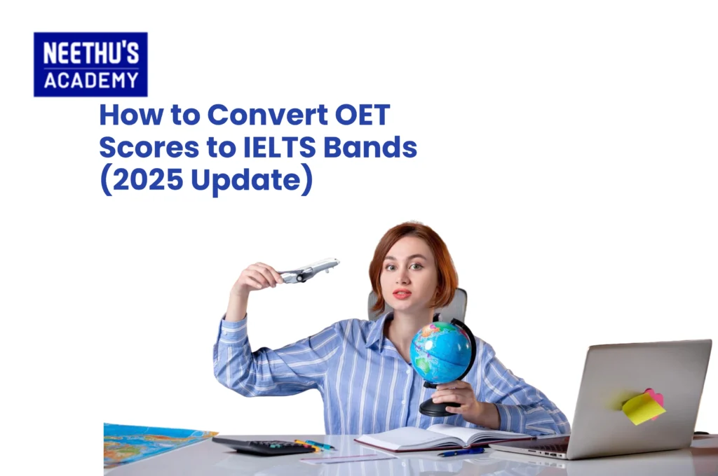 OET to IELTS score conversion chart 2025 showing grade-to-band comparison