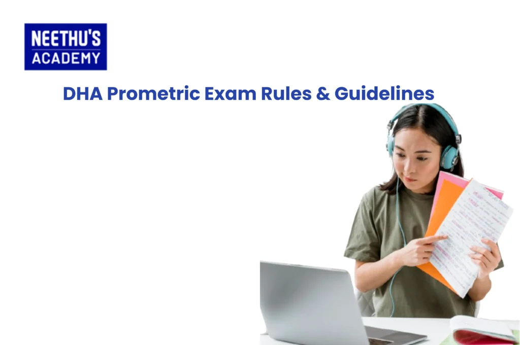 Healthcare professional reviewing DHA exam day rules and Prometric guidelines before entering the test center.