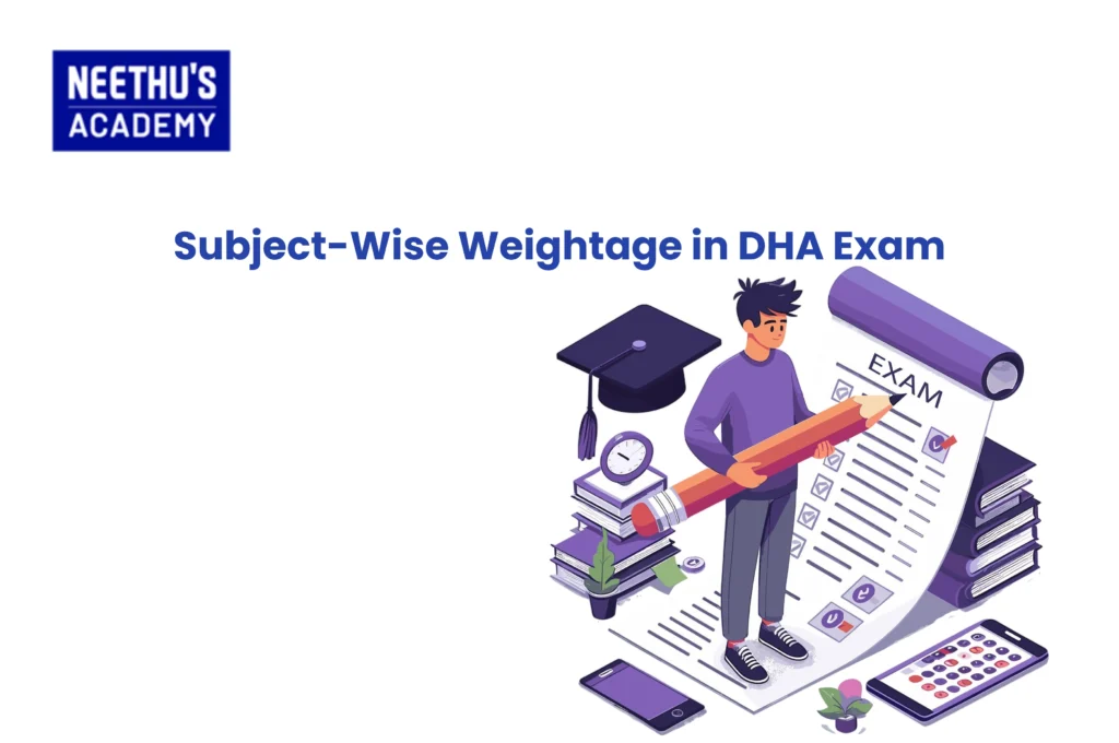 Healthcare professional preparing for DHA exam by analysing subject wise weightage and syllabus priorities.