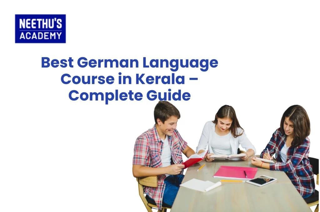Students attending German language course Kerala with A1 to B2 levels, speaking practice, and exam preparation.
