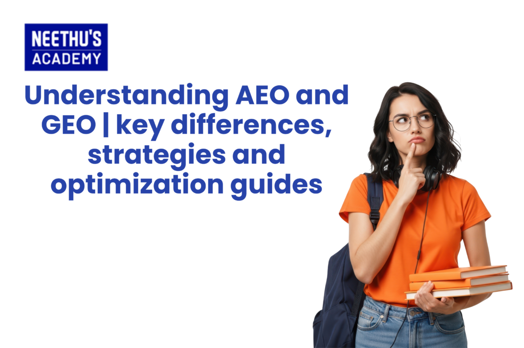 Illustration showing the difference between Answer Engine Optimization (AEO) and Generative Engine Optimization (GEO) in digital marketing and AI-powered search.