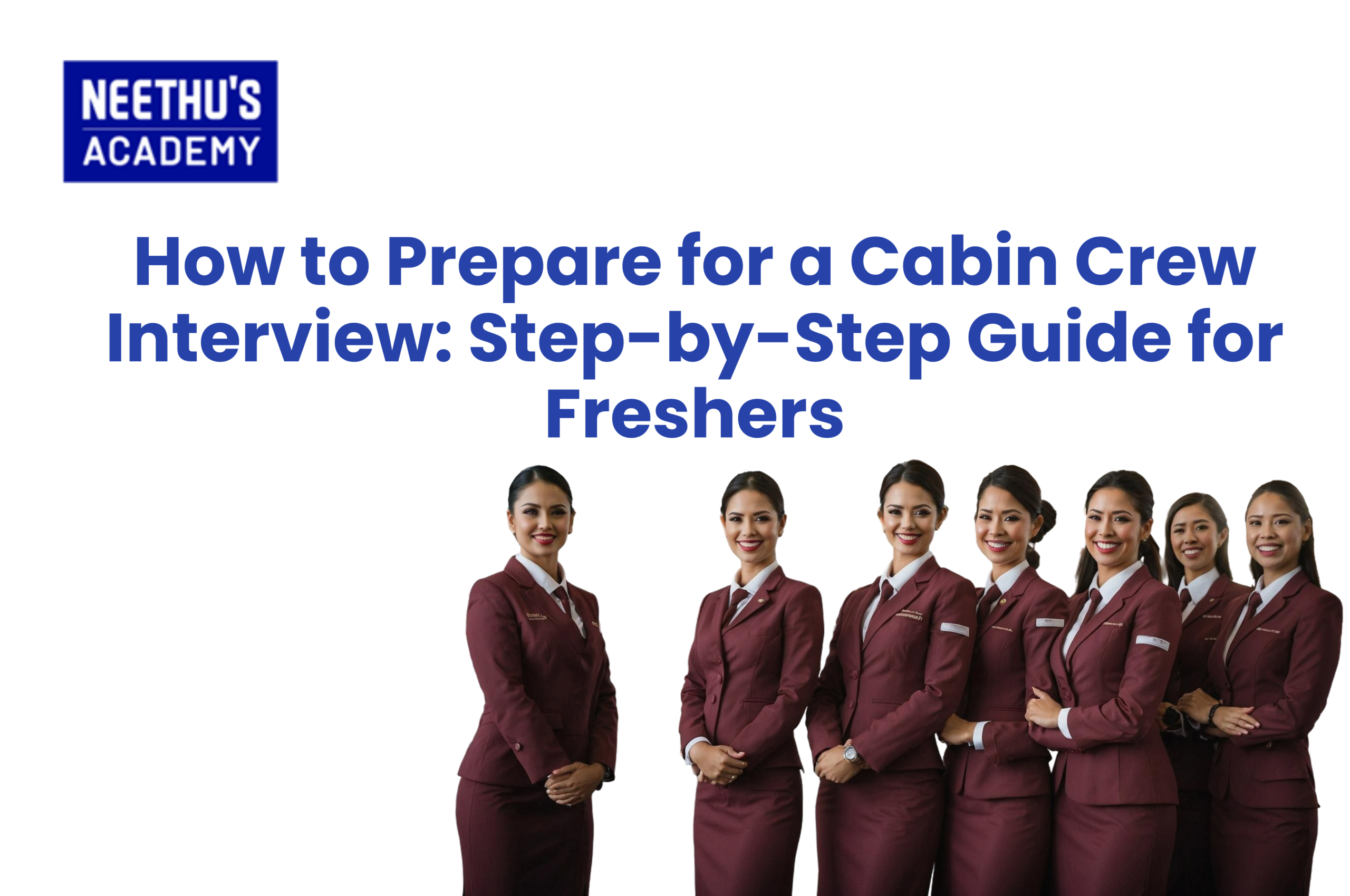 Cabin crew interview preparation guide showing a professionally dressed airline candidate attending an interview with recruiters.