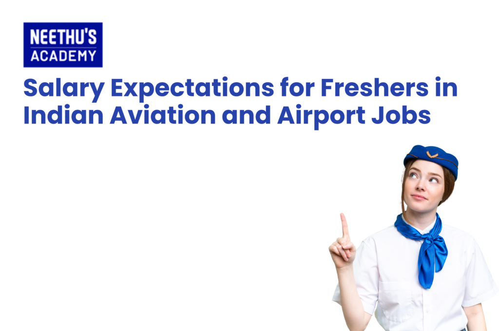 Airport ground staff assisting passengers at an Indian airport terminal, highlighting aviation career opportunities and fresher salary expectations in India.