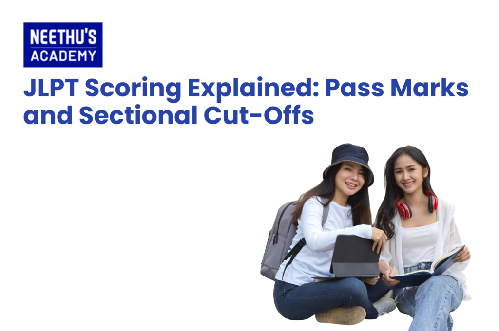 JLPT scoring system showing pass marks and sectional cut-offs for N1 to N5