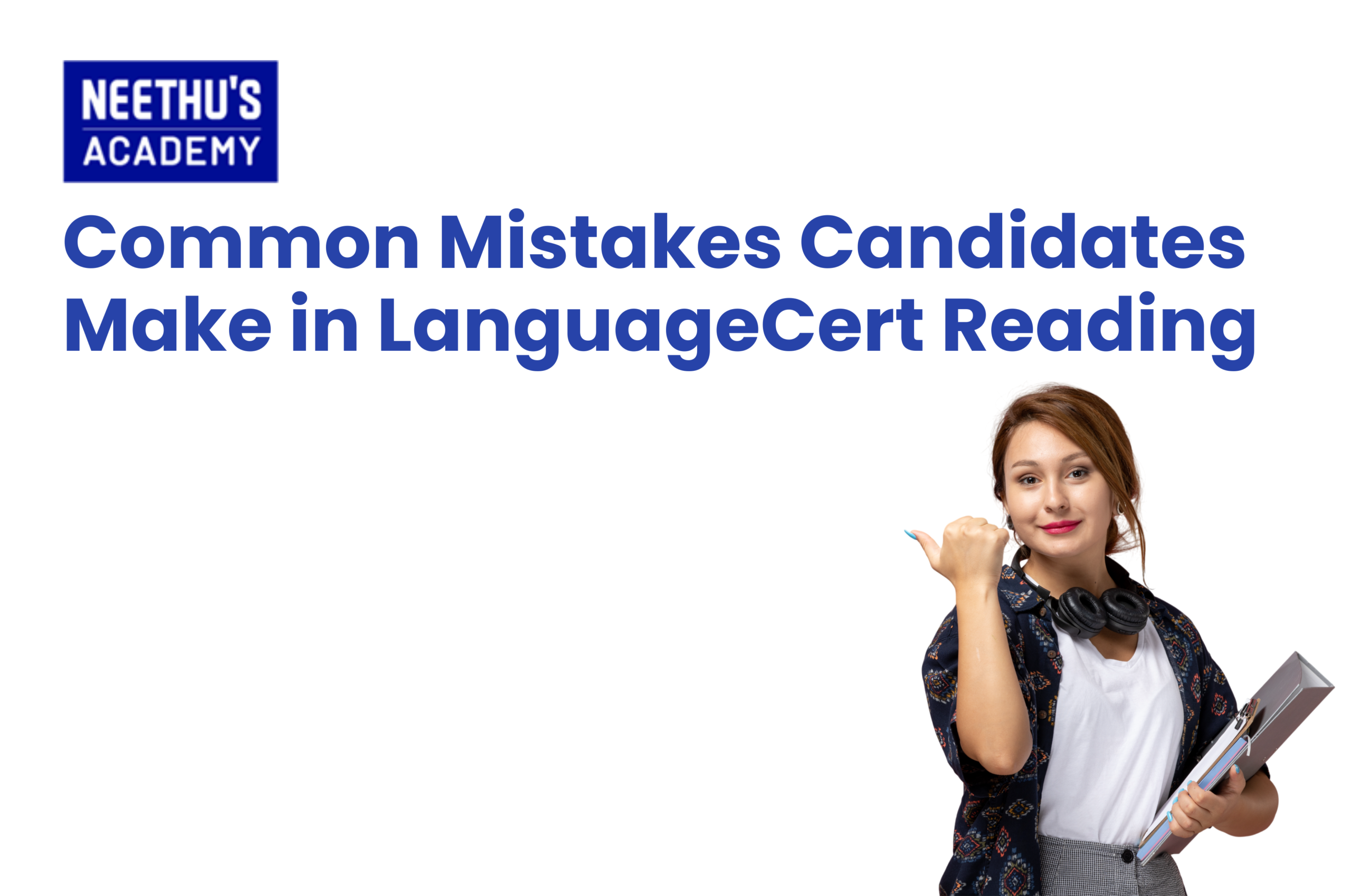 LanguageCert Reading preparation guide showing common reading mistakes, question strategies, and time management tips.