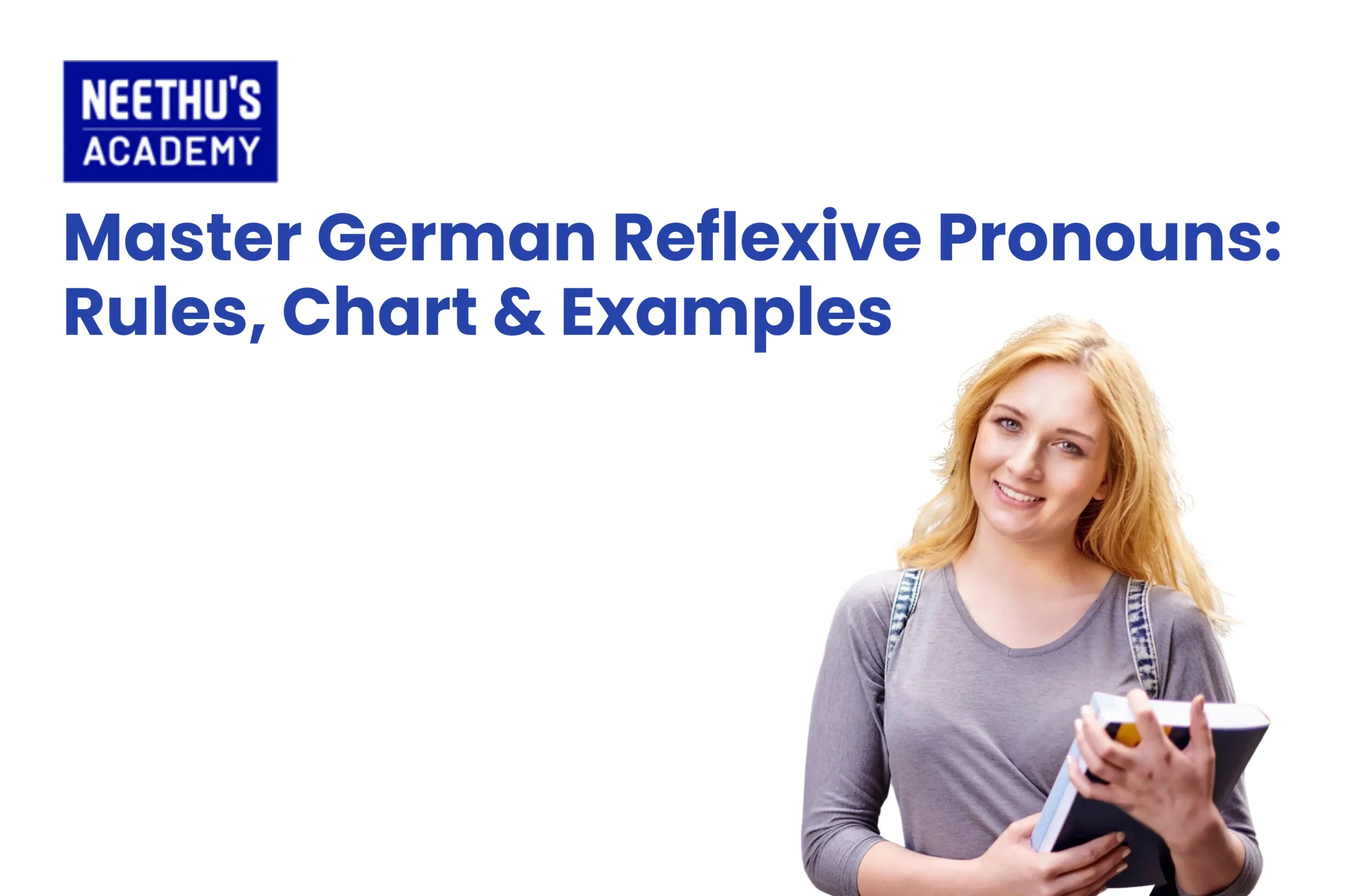 German reflexive pronouns chart with grammar rules and examples