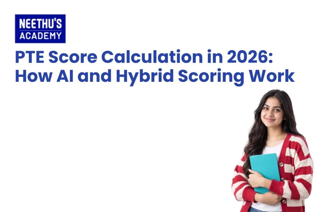 PTE score calculation in 2026 with AI and hybrid scoring