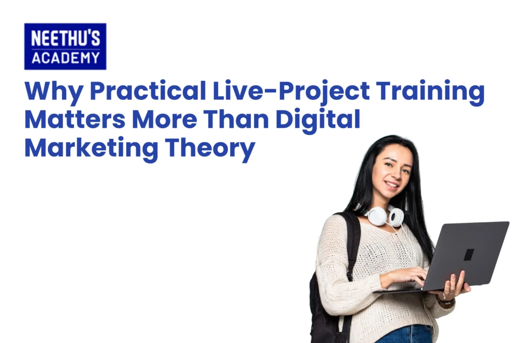 Students gaining practical digital marketing training through a live project