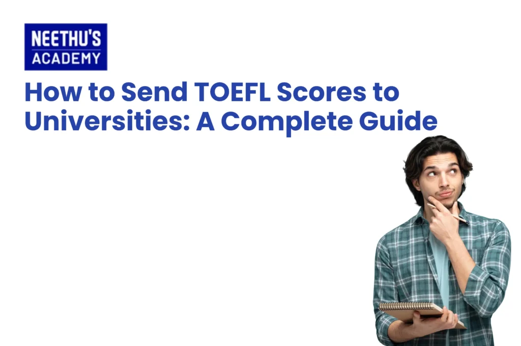 Student learning how to send TOEFL scores to universities through the ETS score reporting process.